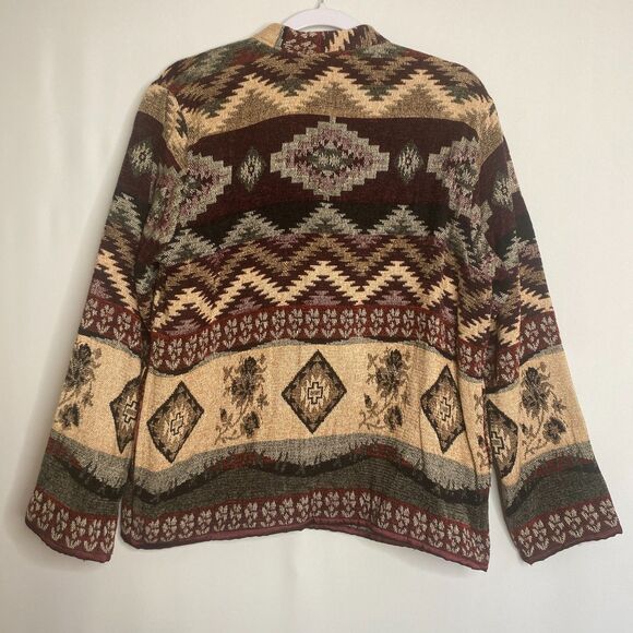 Flashback Couture Woven Jacket Southwestern Art to Wear Button Closure Size M - Picture 3 of 13